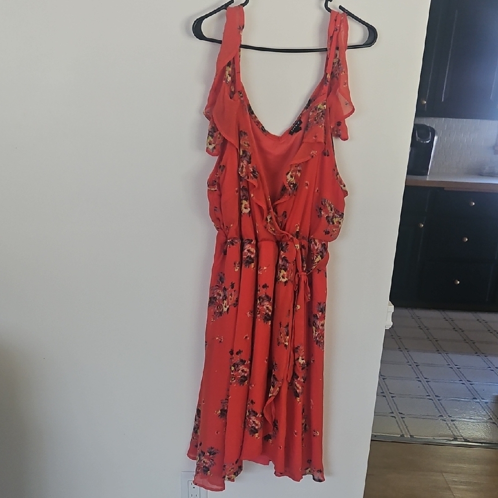 Torrid Orange Red Floral Summer Dress
